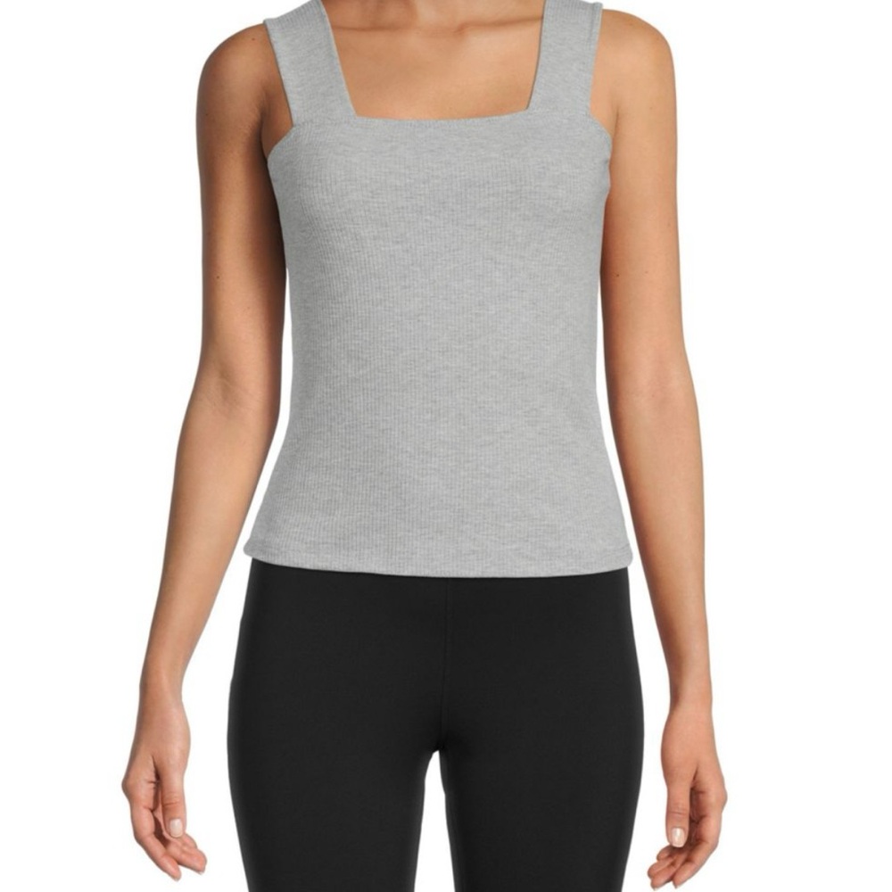 BNWT Renee C. Women's Squareneck Grey Ribbed Tank Top, Medium, $88!